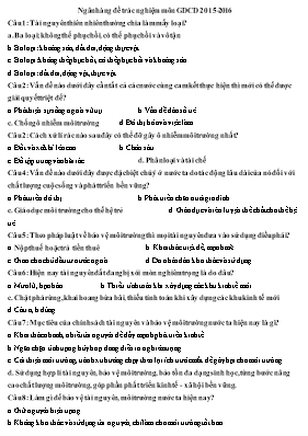 Ngân hàng câu hỏi trắc nghiệm Giáo dục công dân lớp 11 - Tạ Xuân Kính